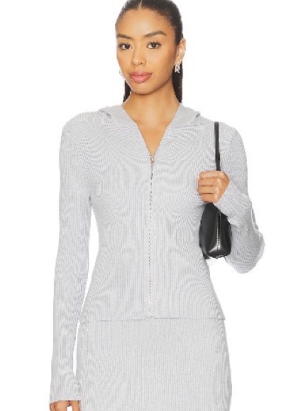 Superdown Sariya Zip Up Sweater in Grey